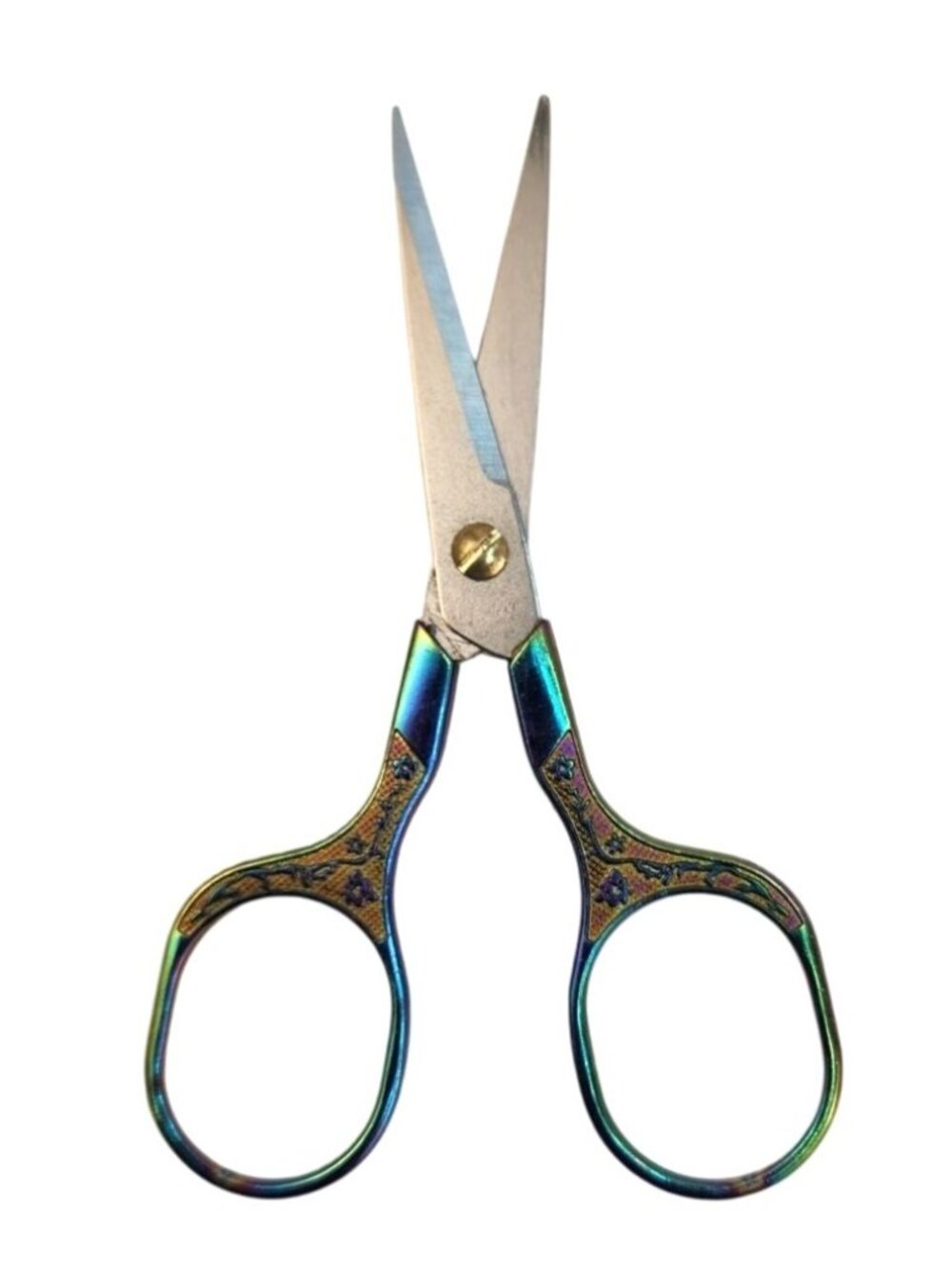 Ornate Embroidery Scissors Iridescent Handle Vintage Sewing Shears Craft Tool - Picture 10 of 12